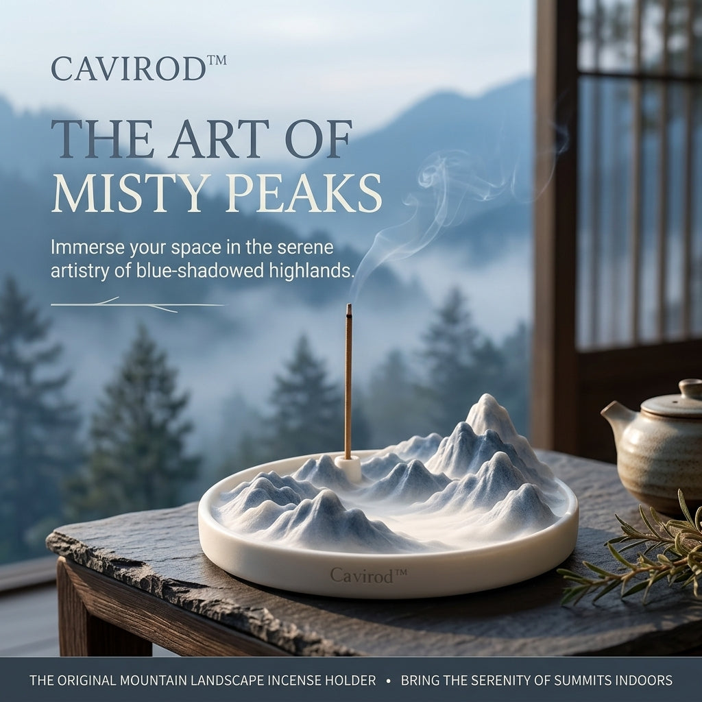 Cavirod™ Ocean-Teal Mountain Landscape Incense Holder — Coastal Breeze Edition Hero
