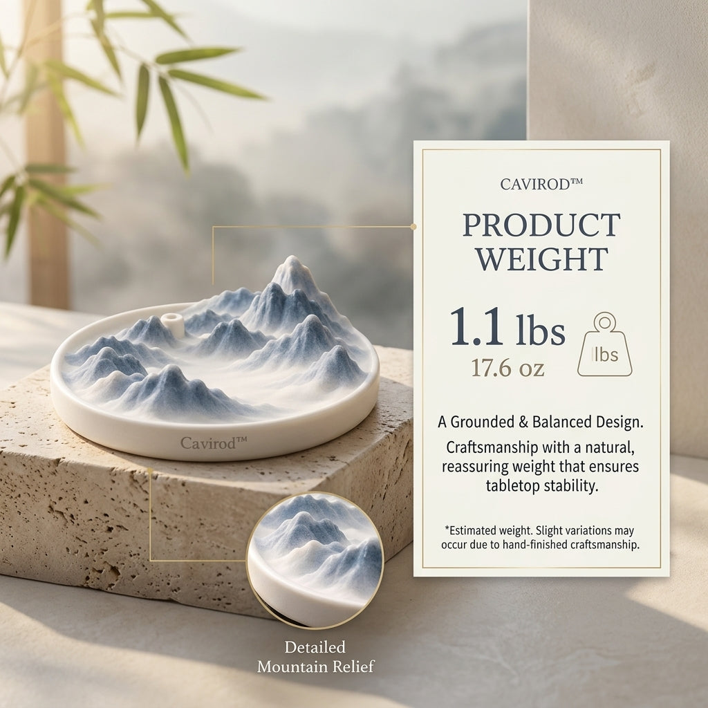 Cavirod™ Ocean-Teal Mountain Landscape Incense Holder — Coastal Breeze Edition Weight