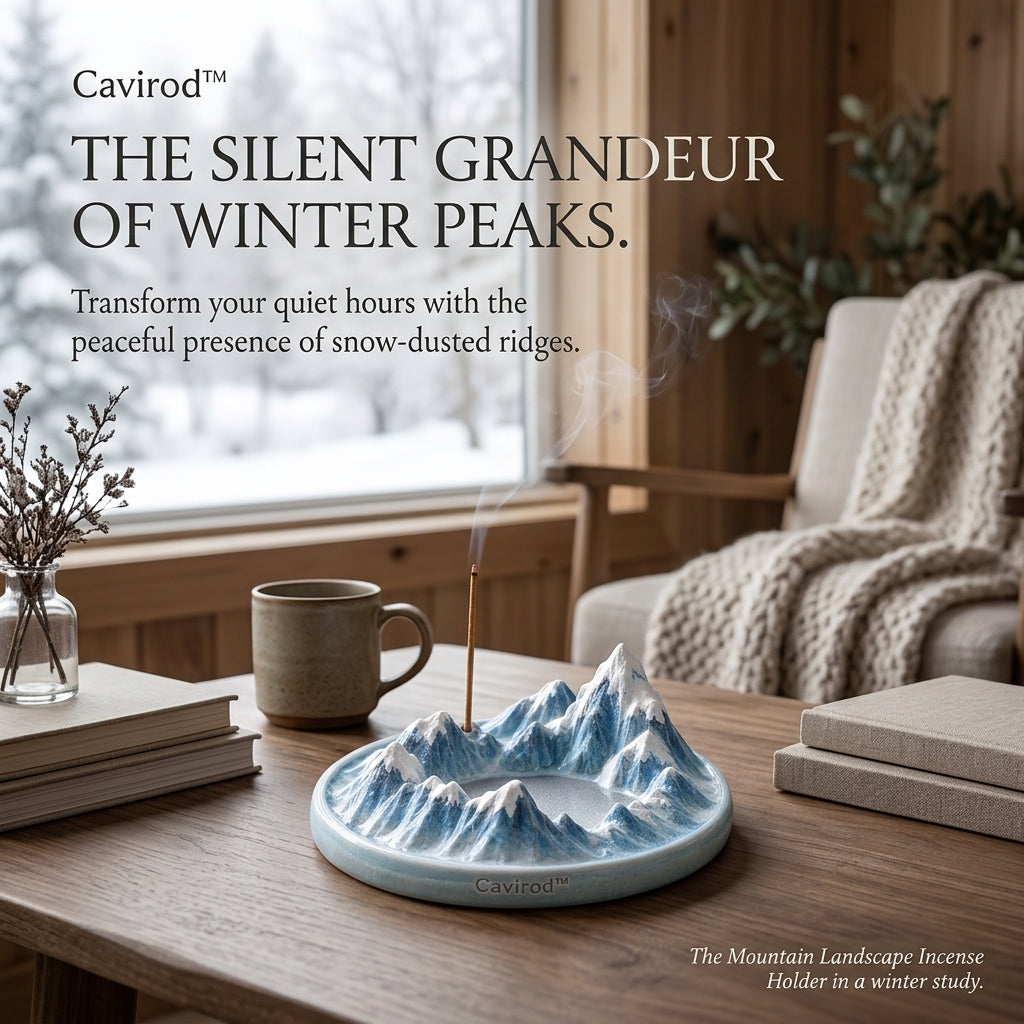 Cavirod™ Snowline Alpine Mountain Incense Holder — Frosted Summit Design Lifestyle
