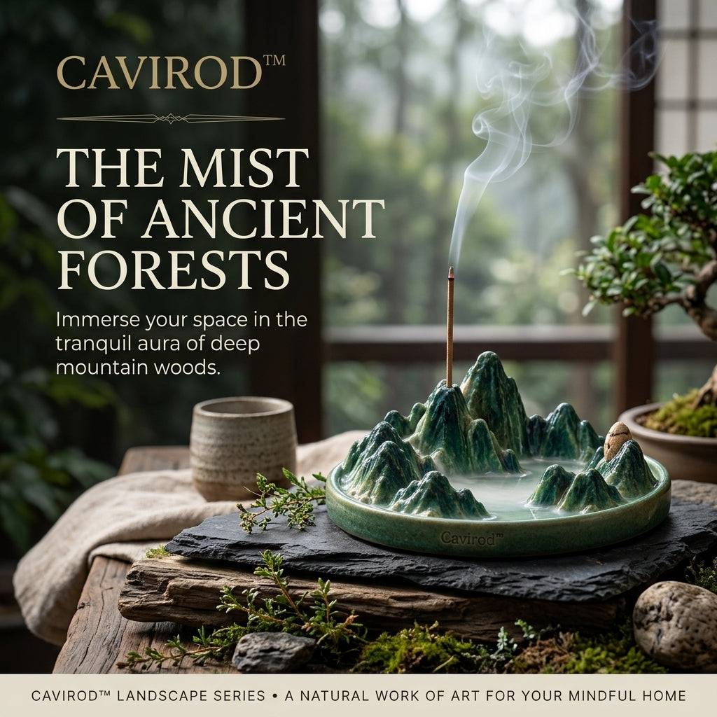 Cavirod™ Rose Dawn Mountain Incense Holder — Blush Landscape Art Hero