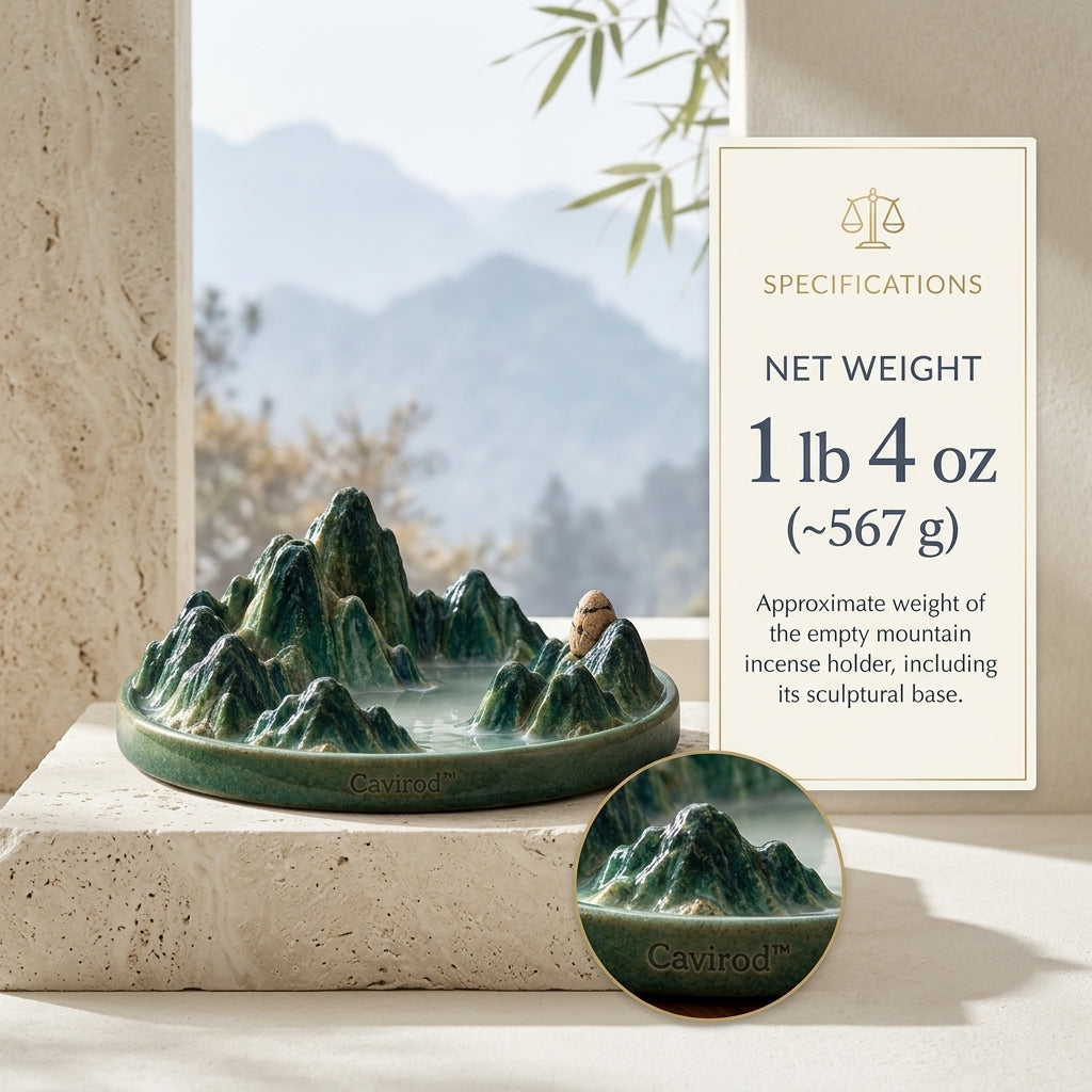 Cavirod™ Rose Dawn Mountain Incense Holder — Blush Landscape Art Weight