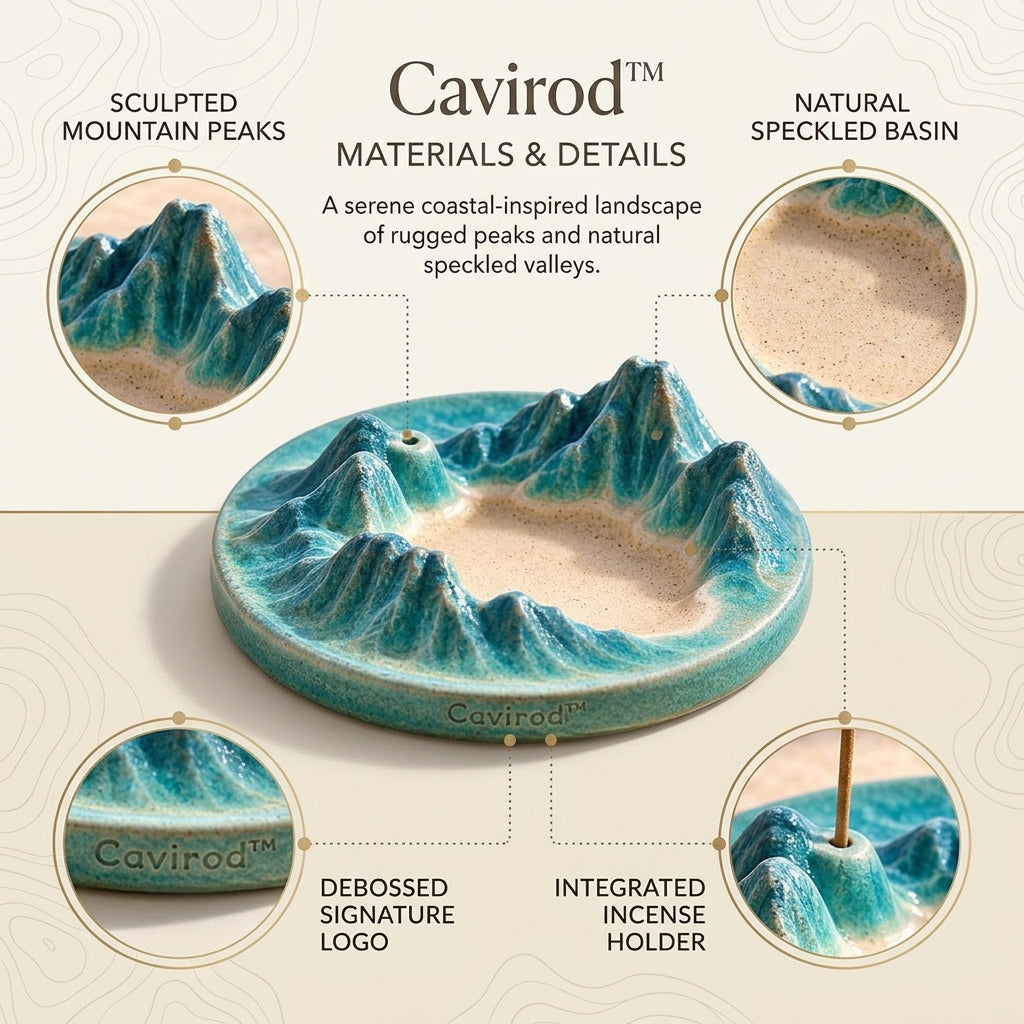 Cavirod™ Lavender Twilight Mountain Incense Holder — Violet Ridge Art Details
