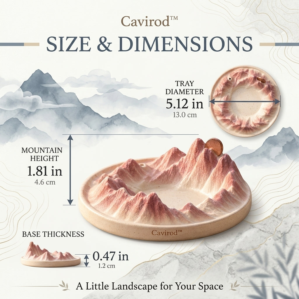 Cavirod™ Sandstone Canyon Mountain Incense Holder — Desert Glow Dimensions