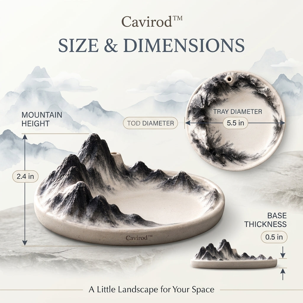 Cavirod™ Midnight Azure Mountain Incense Holder — Deep Blue Peaks Dimensions