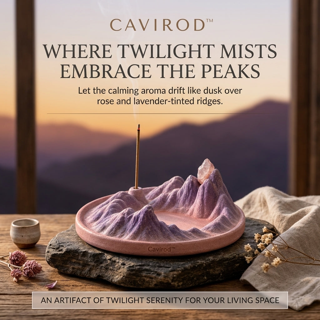 Cavirod™ Inkstone Monochrome Mountain Incense Holder — Highland Shadows Hero