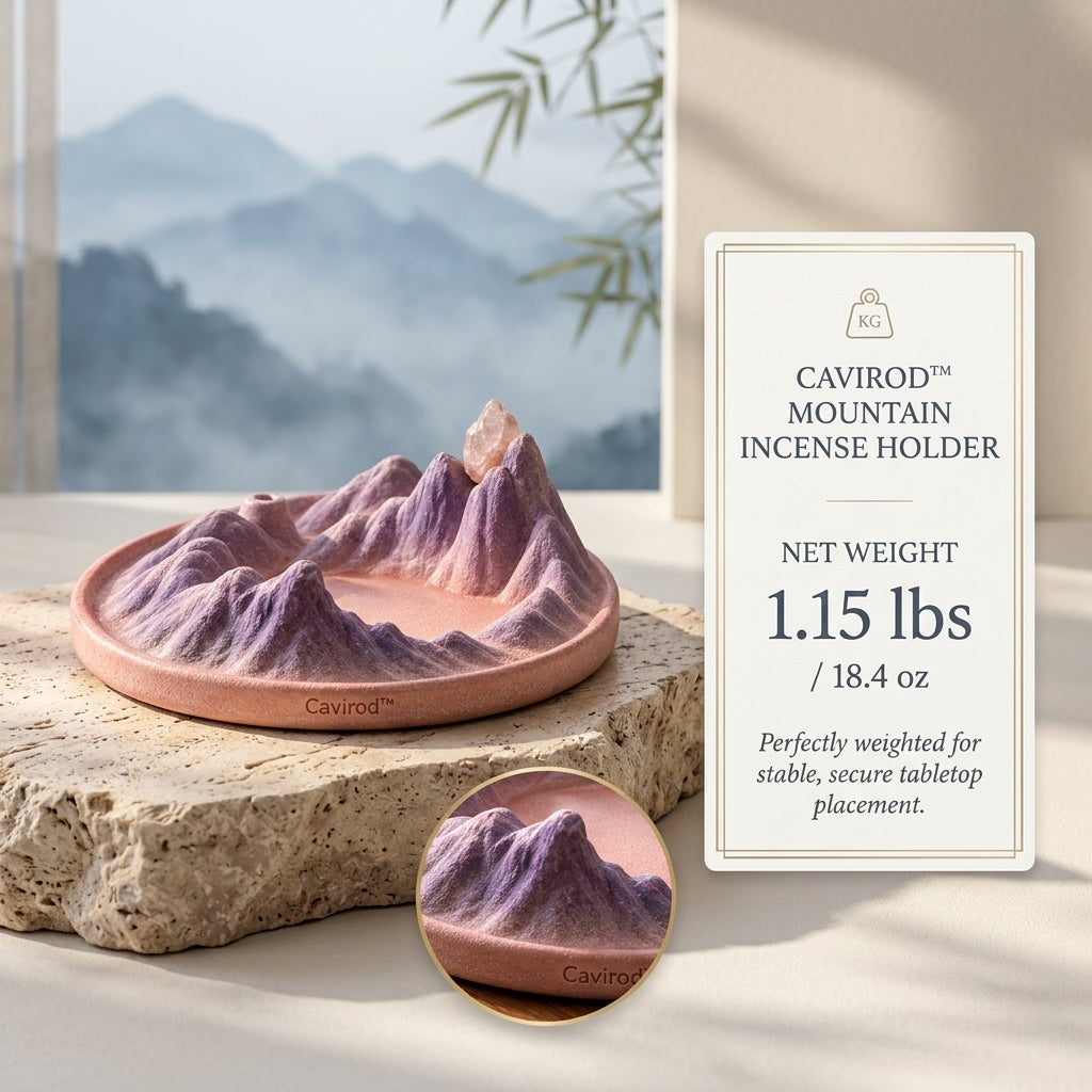 Cavirod™ Inkstone Monochrome Mountain Incense Holder — Highland Shadows Weight