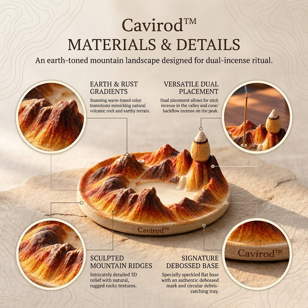 Cavirod™ Evergreen Valley Mountain Incense Holder — Moss Ridge Landscape Details
