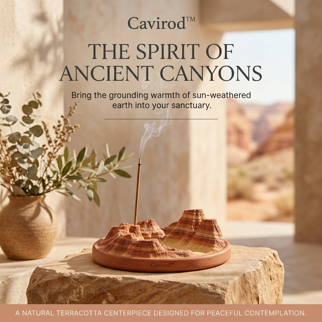 Cavirod™ Glacier Mist Mountain Incense Holder — White Peak Landscape Hero
