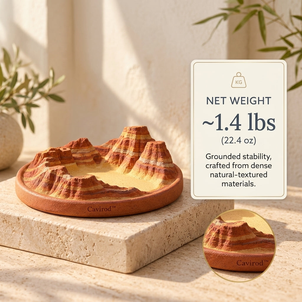 Cavirod™ Glacier Mist Mountain Incense Holder — White Peak Landscape Weight