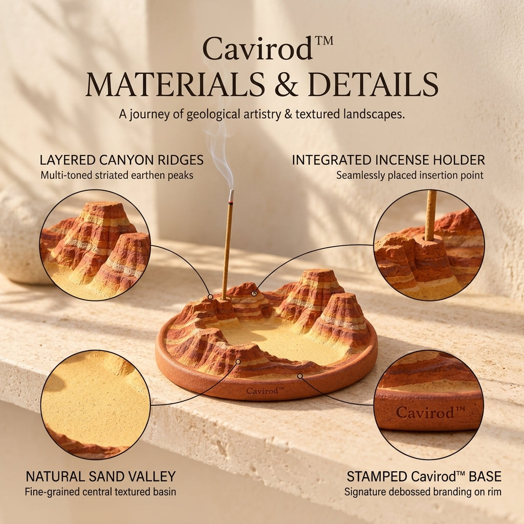 Cavirod™ Glacier Mist Mountain Incense Holder — White Peak Landscape Details