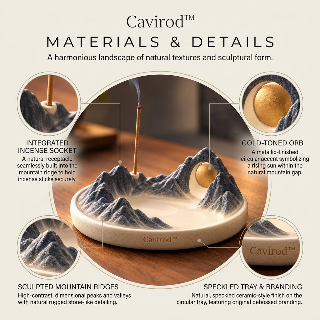 Cavirod™ Amber Dune Mountain Incense Holder — Golden Canyon Vista Details