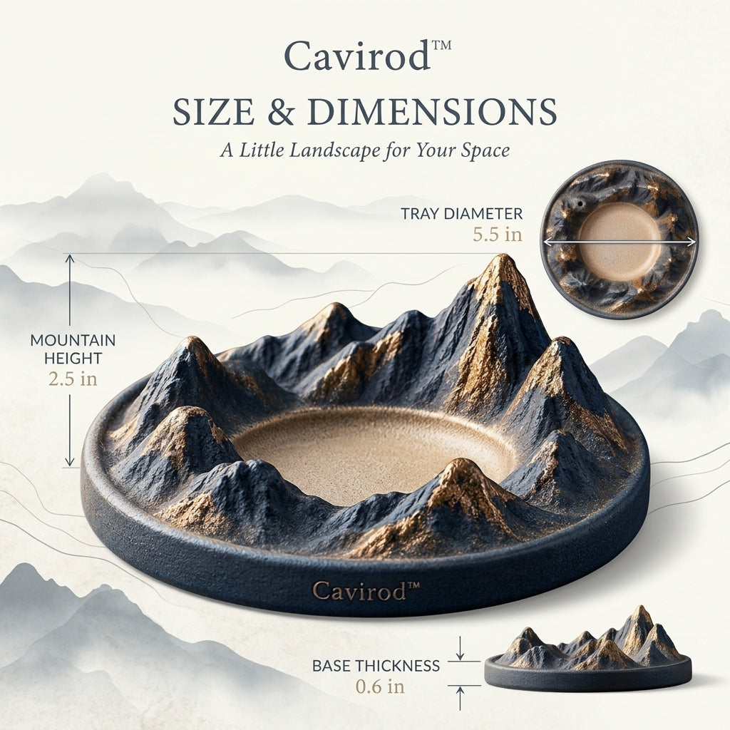 Cavirod™ Moonlit Indigo Mountain Incense Holder — Nightfall Range Dimensions