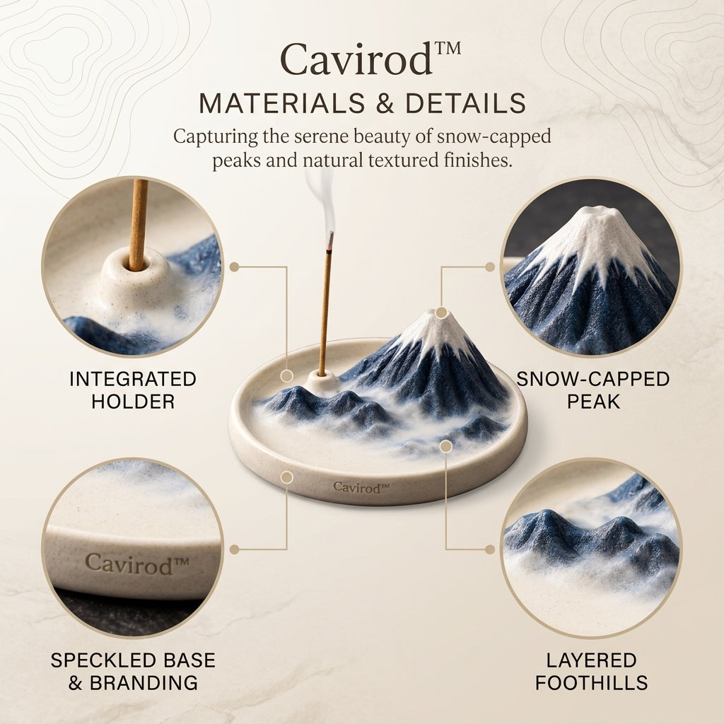 Cavirod™ Ivory Highland Mountain Incense Holder — Quiet Summit Details