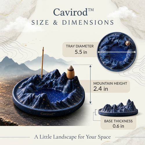 Cavirod™ Granite Shadow Mountain Incense Holder — Stone Ridge Design Dimensions