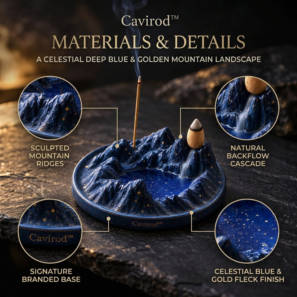 Cavirod™ Granite Shadow Mountain Incense Holder — Stone Ridge Design Detail