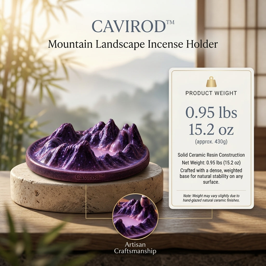Cavirod™ Violet Dusk Mountain Incense Holder — Purple Horizon Weight